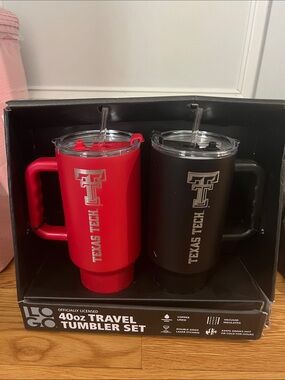 LOGO by Lori Goldstein Red and Black Texas Tech Insulated Travel Mug Set